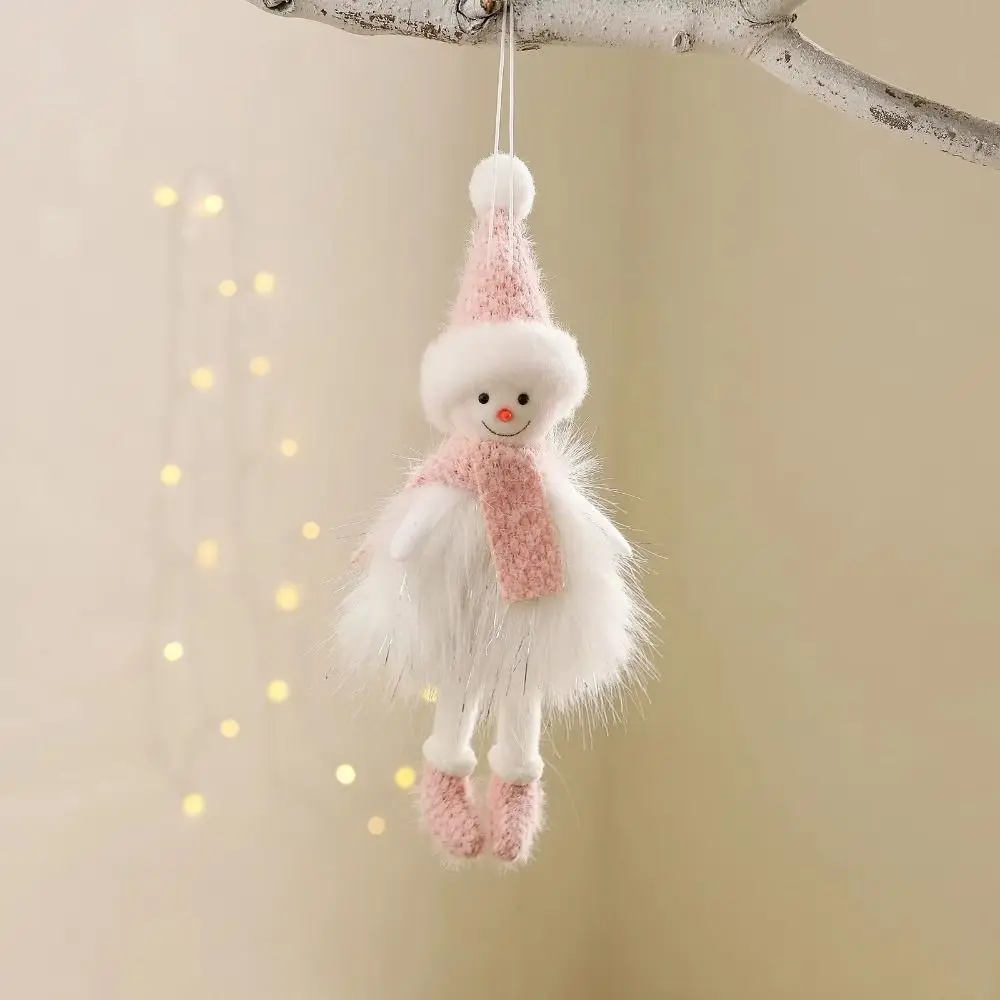 Creative Hanging Snowman Elegant Knit Hat Christmas Tree Decoration DIY Craft Pink White Xmas Tree Hanging Pendant