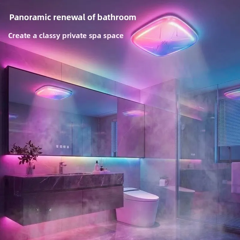 Shower Home Ceiling Light IP65 Waterproof RGB Bathroom Atmosphere Art Decoration LED Ceiling Lamps Remote Dimming Color Bathroom