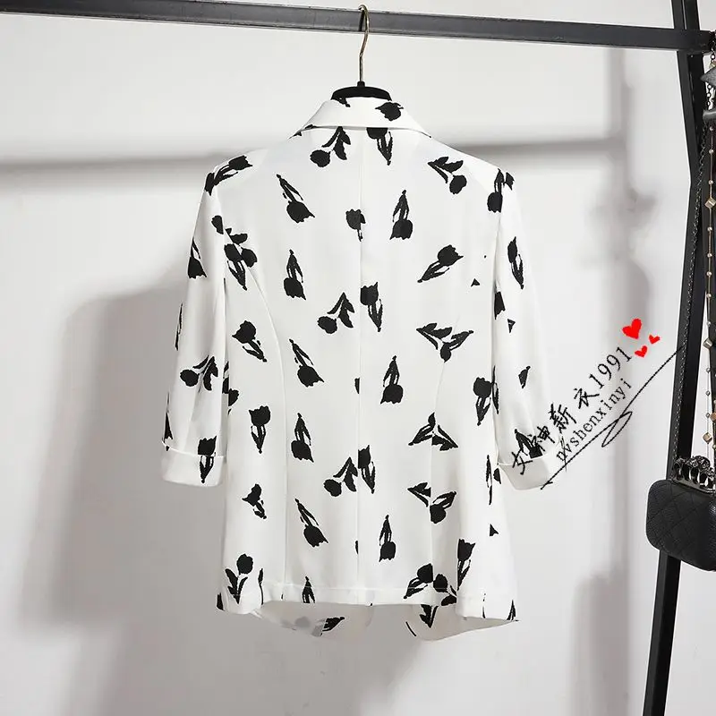 Modny garnitur z kurtką 2025 Nowy nadruk Ele Seven Sve Top Slim Casual Wiosna Lato Zachodni Styl Odzież