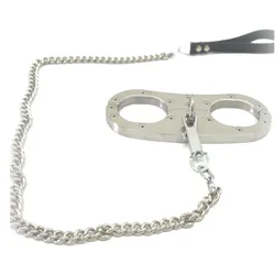 Stainless Steel Screw Lock Handcuffs BDSM Bondage with Chain Pillory Wrist Cuffs Adult Shackles Slave Sex Toys Men Women Game