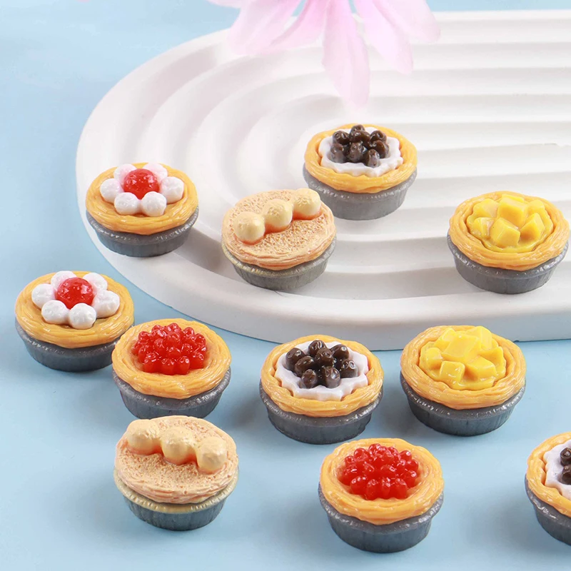 5Pcs 1/12 Dollhouse Simulation Egg Tart Dollhouse Mini Dessert Model Dolls House Food Decor Accessories