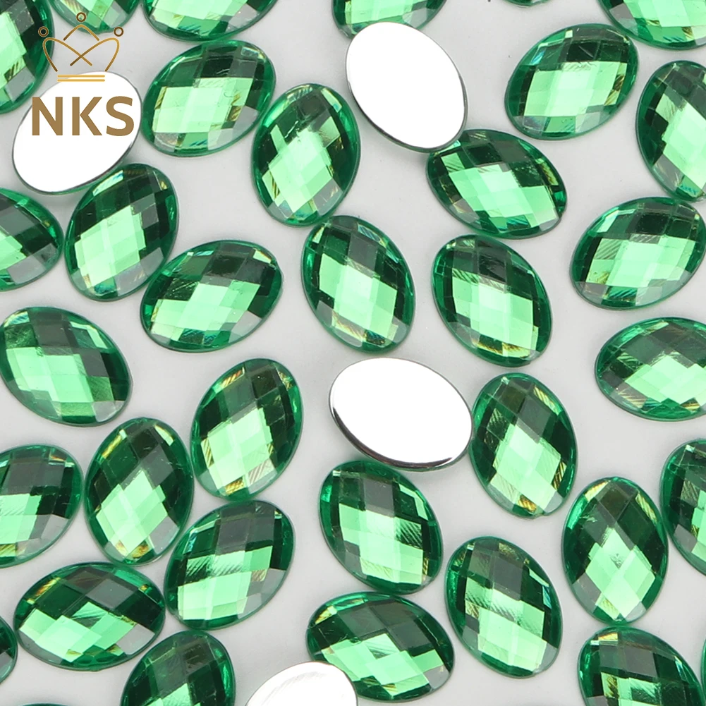 NKS Hot Selling Oval Acrylic Crystal Non-Hotfix Glue On Flatback Acrylic Rhinestone for Garment Accessory Bags Shoes