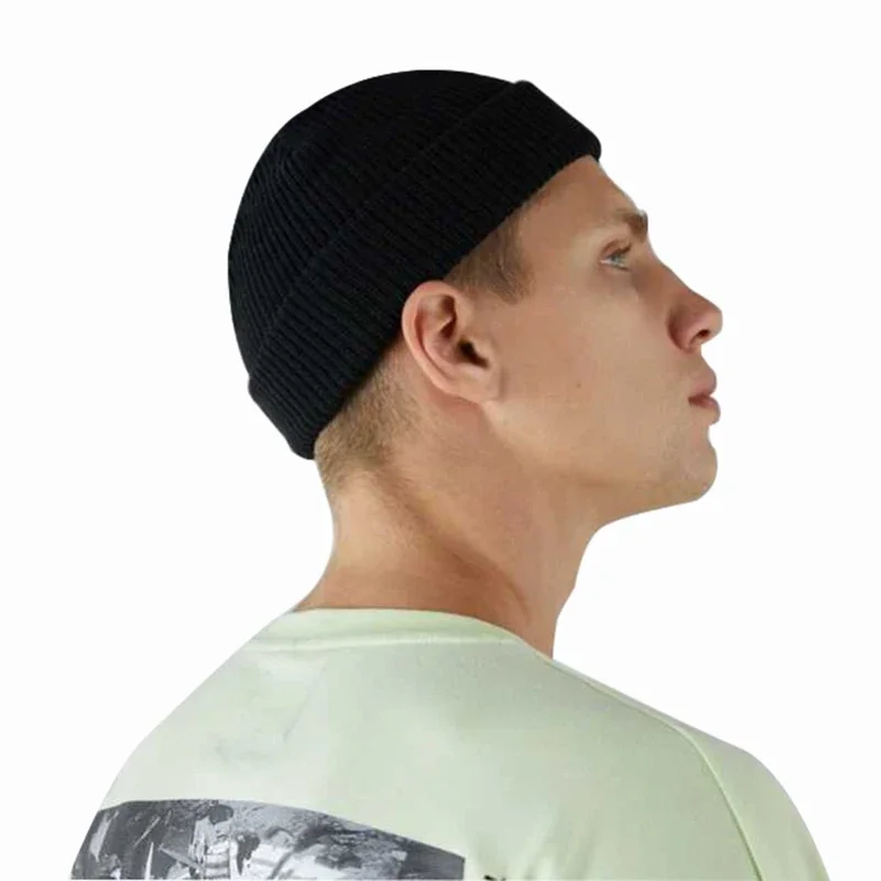 Men Fashion Knitted Hats Boy Skullcap Male Beanie Winter Retro Brimless Baggy Melon Cap Cuff Docker Fisherman Accessories