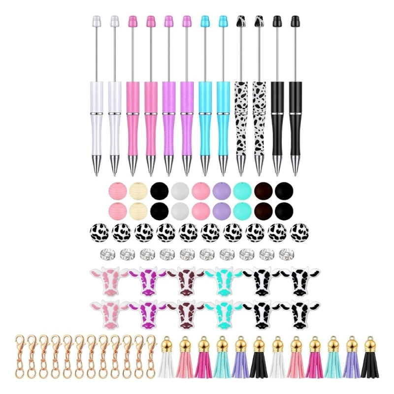 

86Pcs DIY Bead Ballpoint Pen Set, Including Beads, Hooks, Tassels