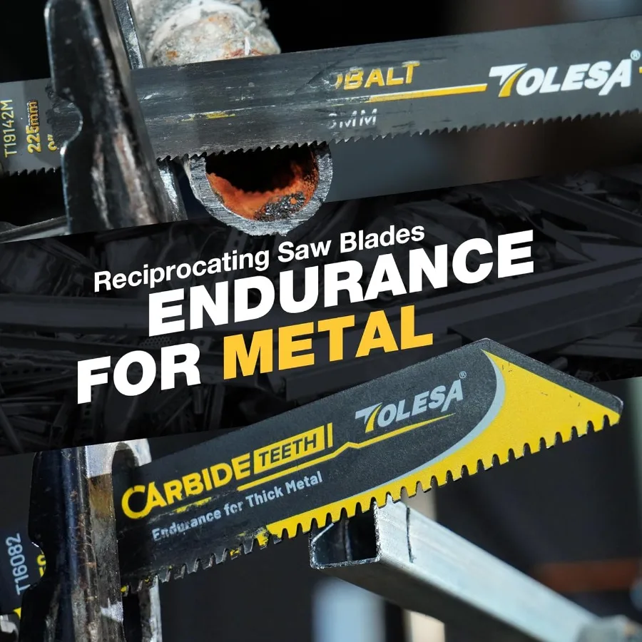 13-delige reciprozaagbladenset met hardmetalen en bimetalen messen voor het efficiënt zagen van hout, snoeien van hout met spijkers Thi