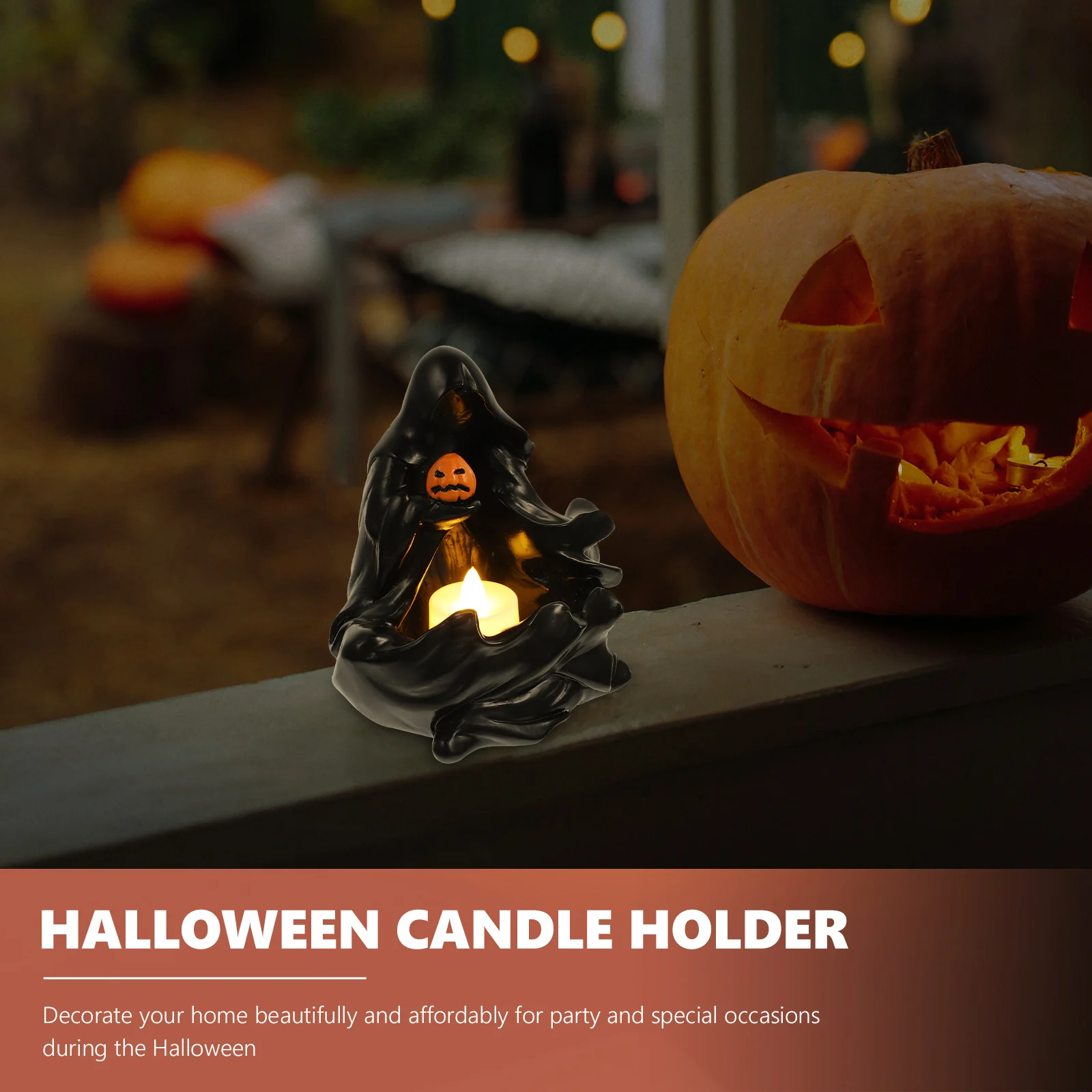

Outdoor Pumpkin Candlestick Ornaments Halloween Tea Light Holder Button Centerpiece