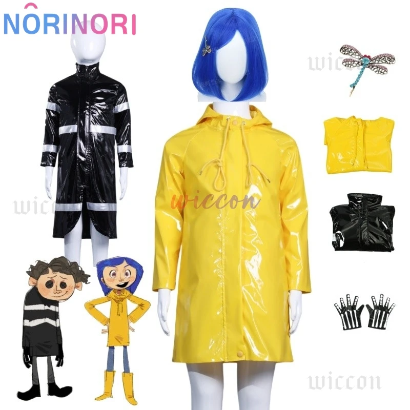 

Аниме Coraline Wybie Косплей Костюм Аниме Coraline Secret Door Косплей Мужчины Тренч Перчатки Одежда Хэллоуин Костюм для девочек и мальчиков