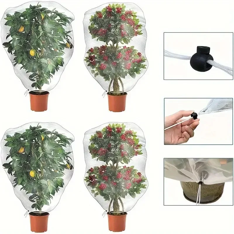 Zip Drawstring Plant Insect Screen Cover Plant Protection Mesh Pest Control Net Pest Control Lightweight