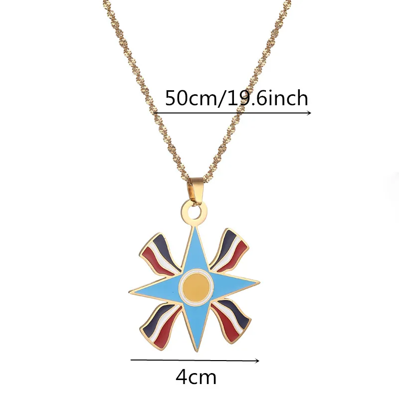 Stainless Steel Ashur Pendant Necklace for Women Men Jewelry Assyrian Chain