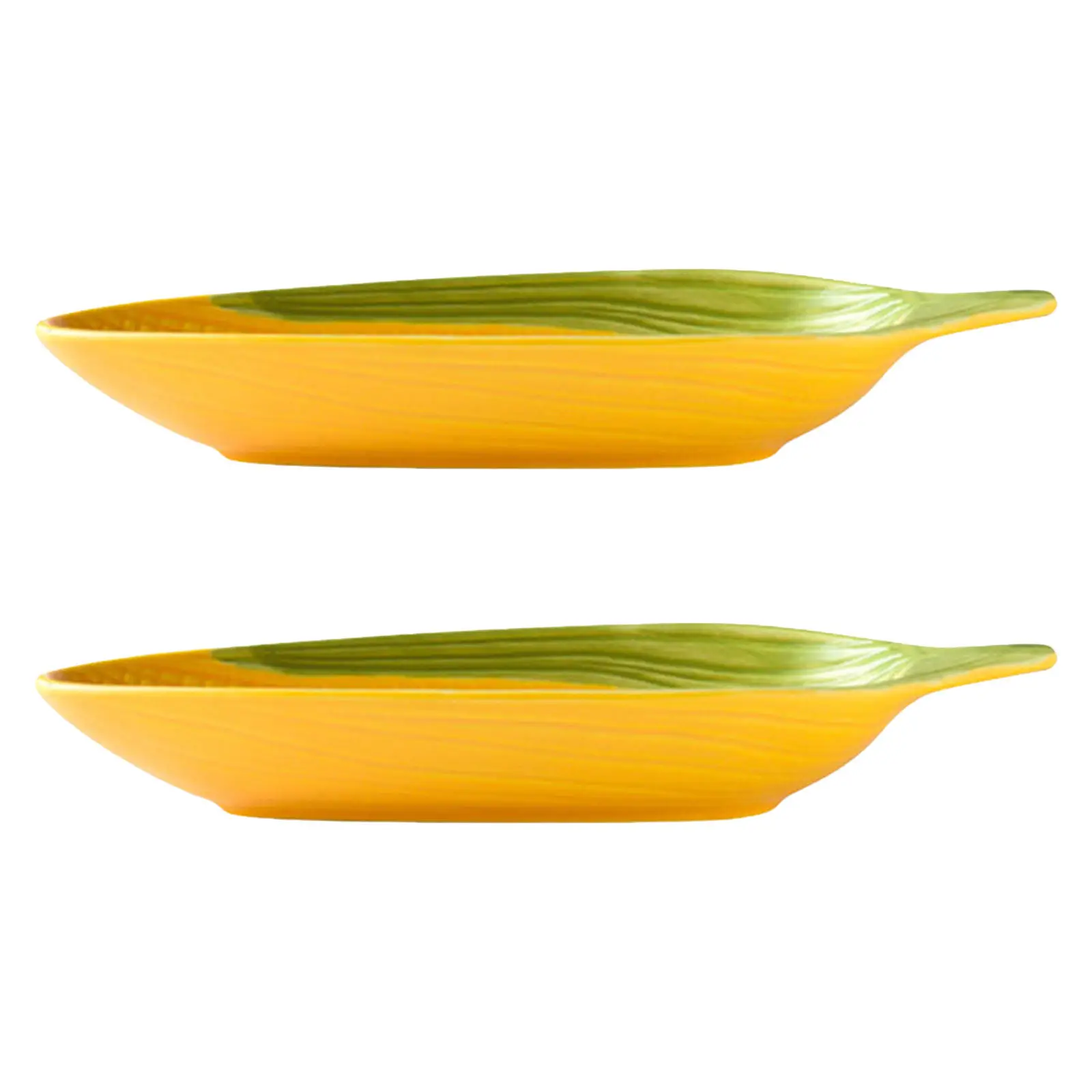 Ceramic Corn Cob Holders 2 Piece Serving Dish Snack Platter Pastry Plate Fruit Dip Dessert Tray Oven Safe