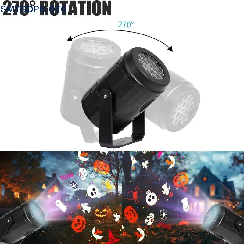 *Halloween Projector Light With Adjustable Mount Multiple Spooky Patterns Ideal For Home Yard Party Indoor Outdoor Decoration