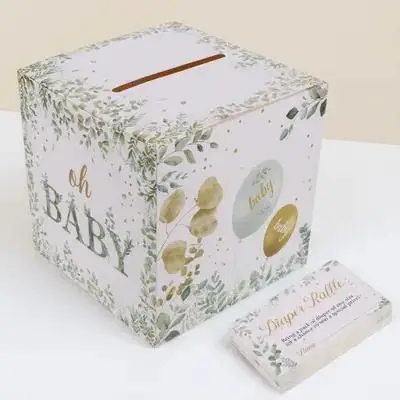 

Diaper Raffle Ticket Box Set Greenery Shower Game Card Holder Party Decoration Centerpiece For Gender Reveal Birthday