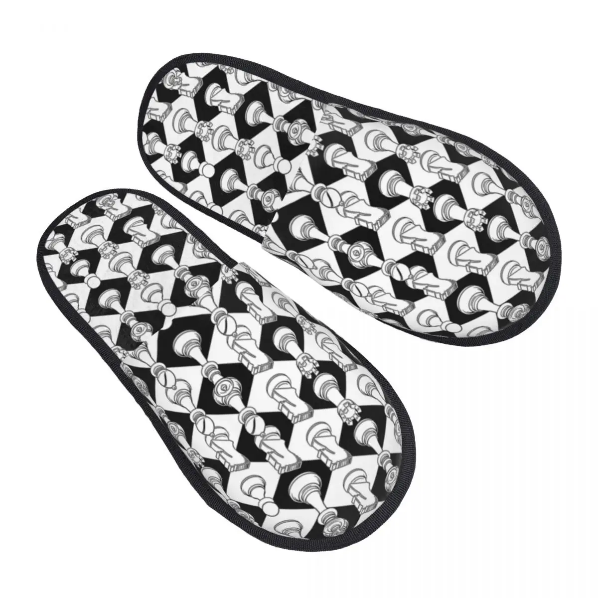 Custom Isometric Chess White Comfort Scuff Memory Foam Slippers Women Checkmate Game Spa House Shoes