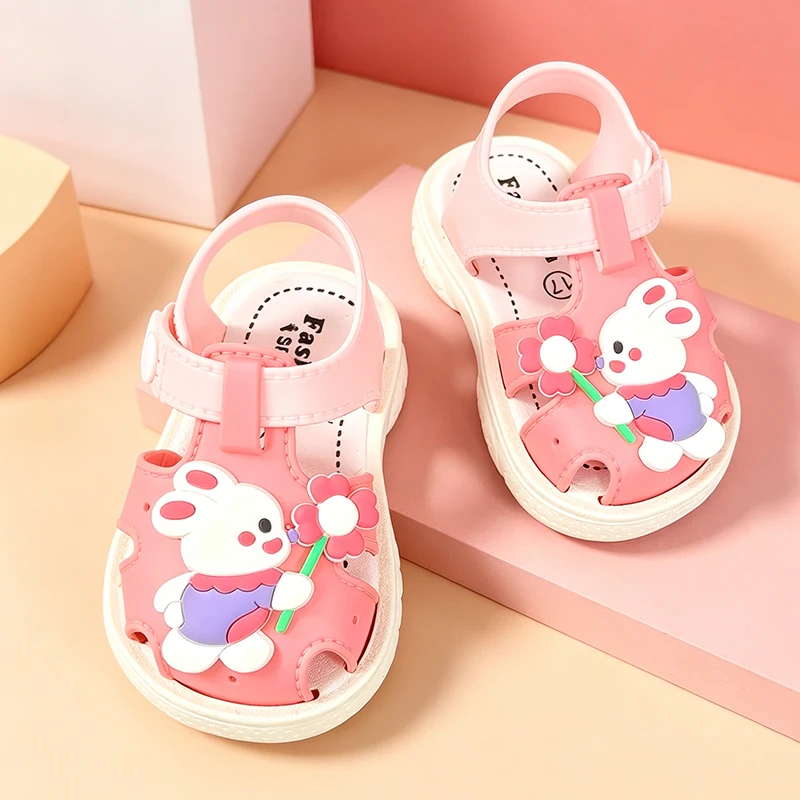 Cartoon-Sandalen mit geschlossener Zehenpartie für Kleinkinder, Kaninchen und Dinosaurier, rutschfeste, atmungsaktive Sommer-Outdoor-Freizeitschuhe – Detail 10