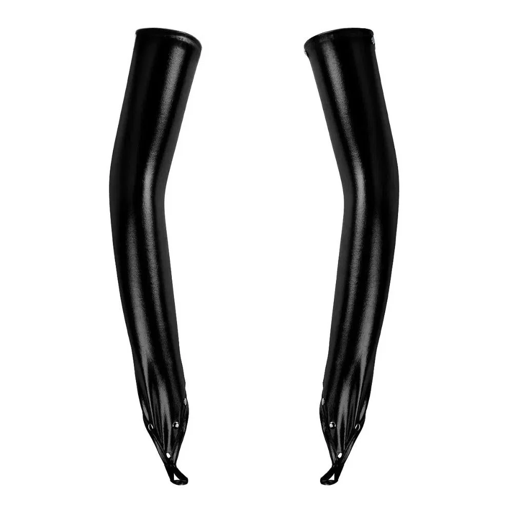 Fingerless Design Women Latex Gloves Long Rivets Detail Metallic Gloves Stretchy Material Shiny Surface Wetlook Gloves