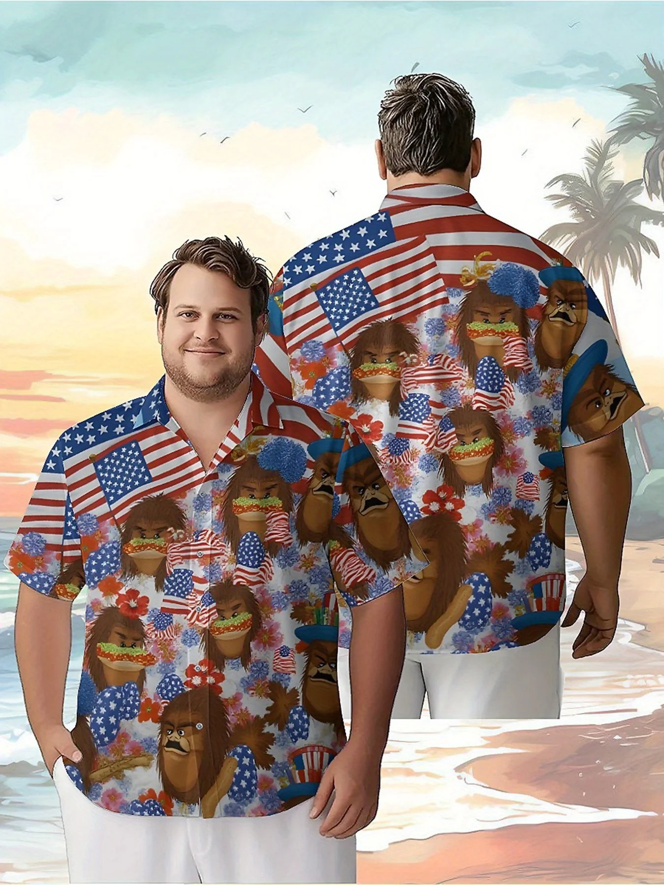 

Men's Plus Size Hawaiian Shirts Monster Festival Pattern,Unisex Baggy Aloha Shirts,Alternative Clothing