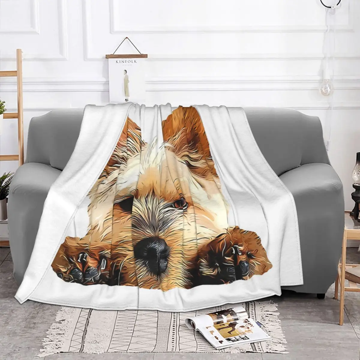 Cuteness Terrier Puppy Dog Paws Yorkshire Cartoon Blanket Velvet Spring Autumn Thin Throw Blankets For Office Bedspread