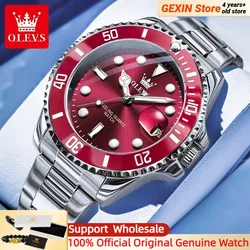 OLEVS 5885 Luxury Men Watch Diving Series Deep Waterproof Auto Date Stainless steel NEW Red Dial Original Wristwatch
