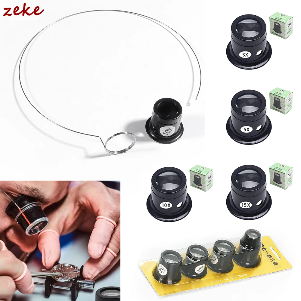 Watch Magnifier Tool Eye Loupe Loop Magnifier Magnifying Glass Jewelry Magnifying Tool 5X 10X 15X 20X for Watchmaker Accessories