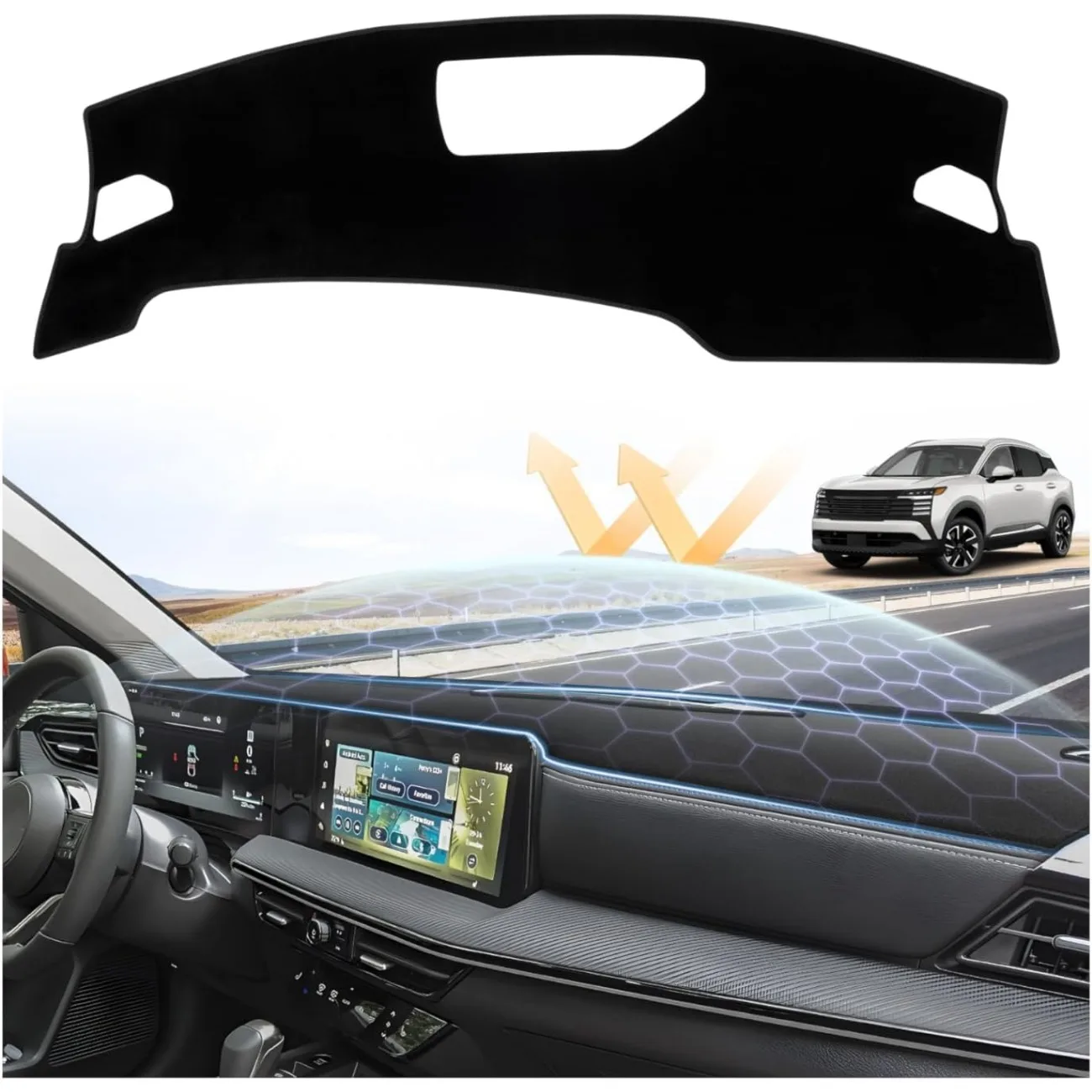 Dashboard Cover Mat For Nissan Kicks 2025 2026 Dash Cover Dash Mat Sunshade Glare UV Protector Interior Accessories Polyester