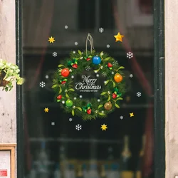 Double Sided Christmas Vine Ring Wall Stickers Glass Windows Door Home Decoration Mural New Year Room Decor Self-adhesive Decals