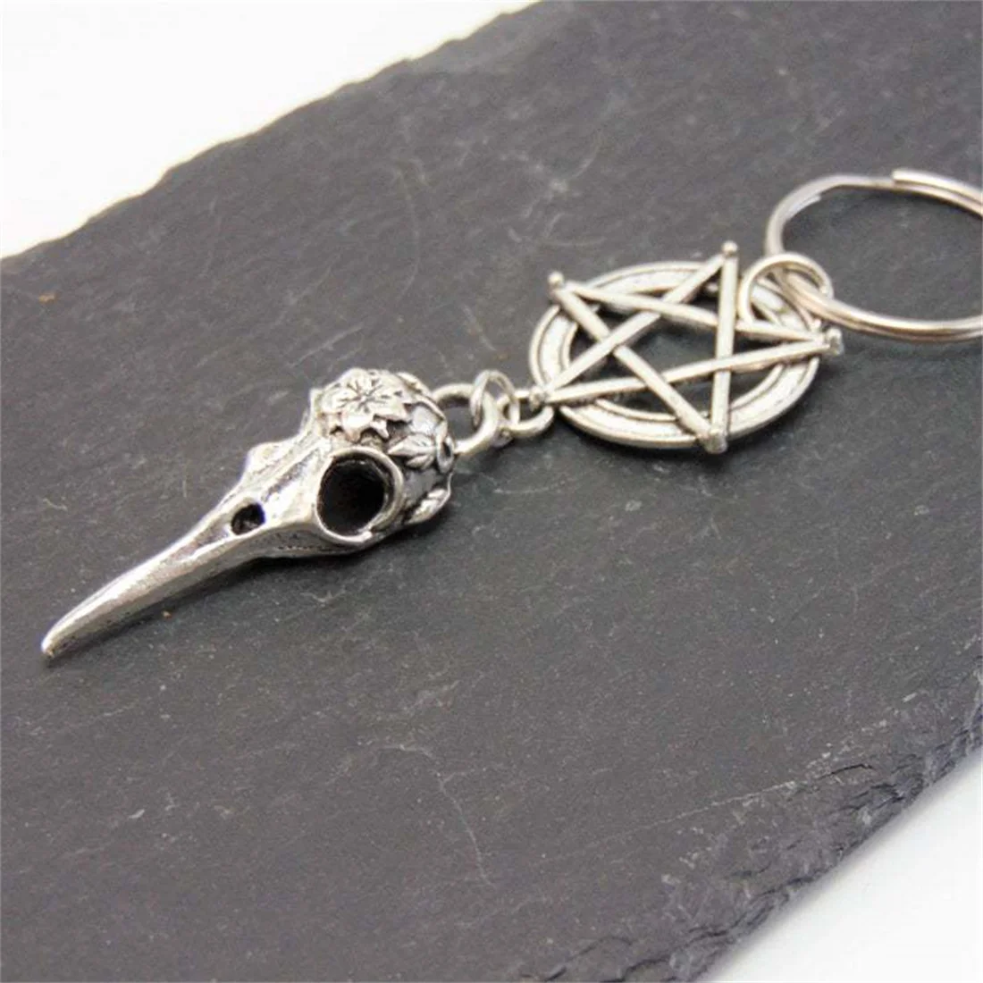 الجمجمة الغراب الجمجمة الطيور رئيس الخماسية نجمة المفاتيح الشرير القوطية هالوين المفاتيح