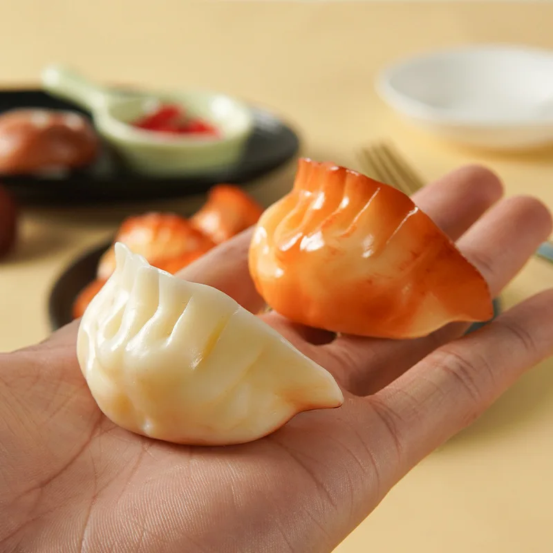 5Pcs Simulation Fried Dumpling Artificial Baked Dumplings Fake Food Model Food Festival Souvenir Window Display Props Ornament image 5