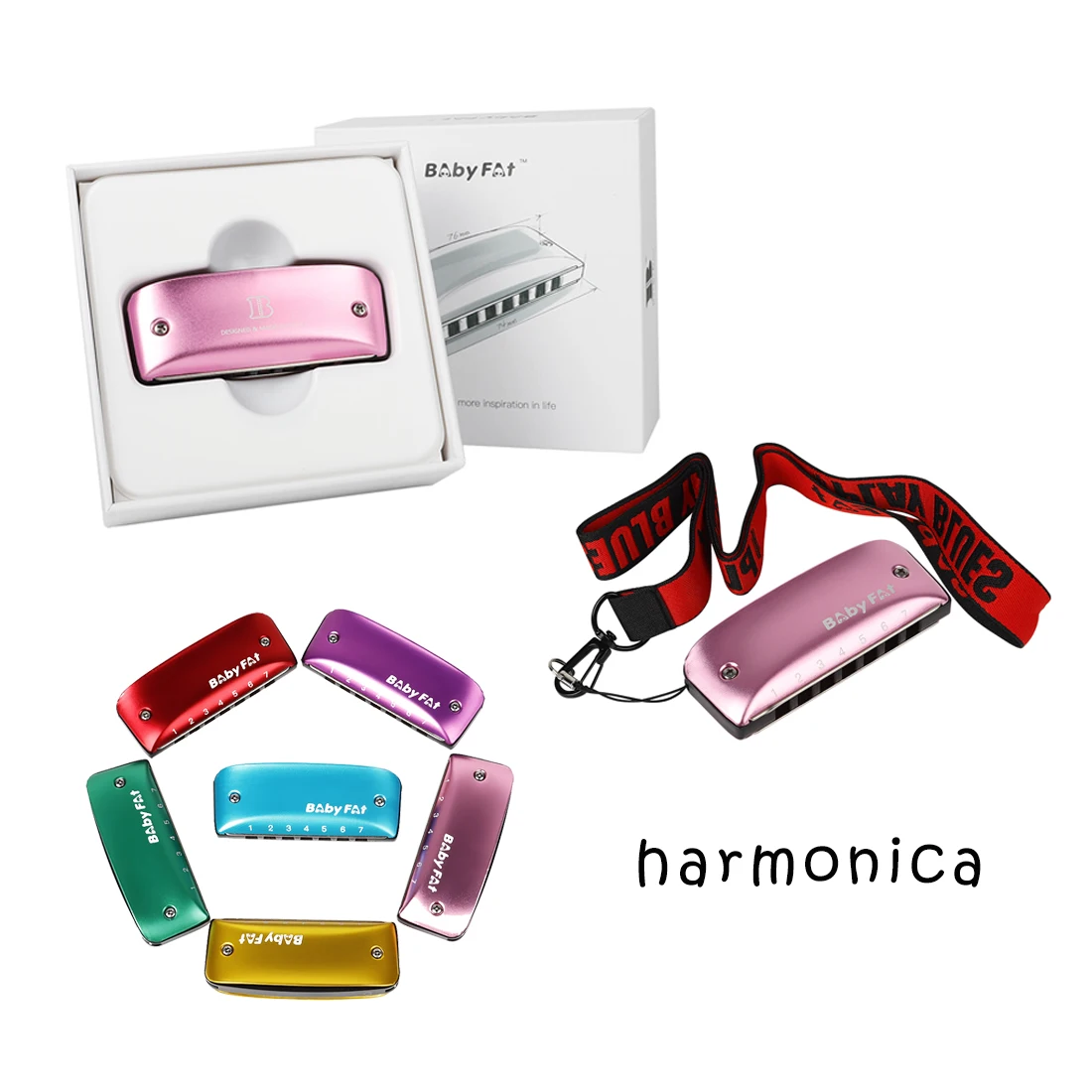 

Harmonica Professional 7 Holes A/B/C/D/F/G Key Harmonica Mouth Organ Colored Harmonica Beginner Instruments Kids Music Gifts