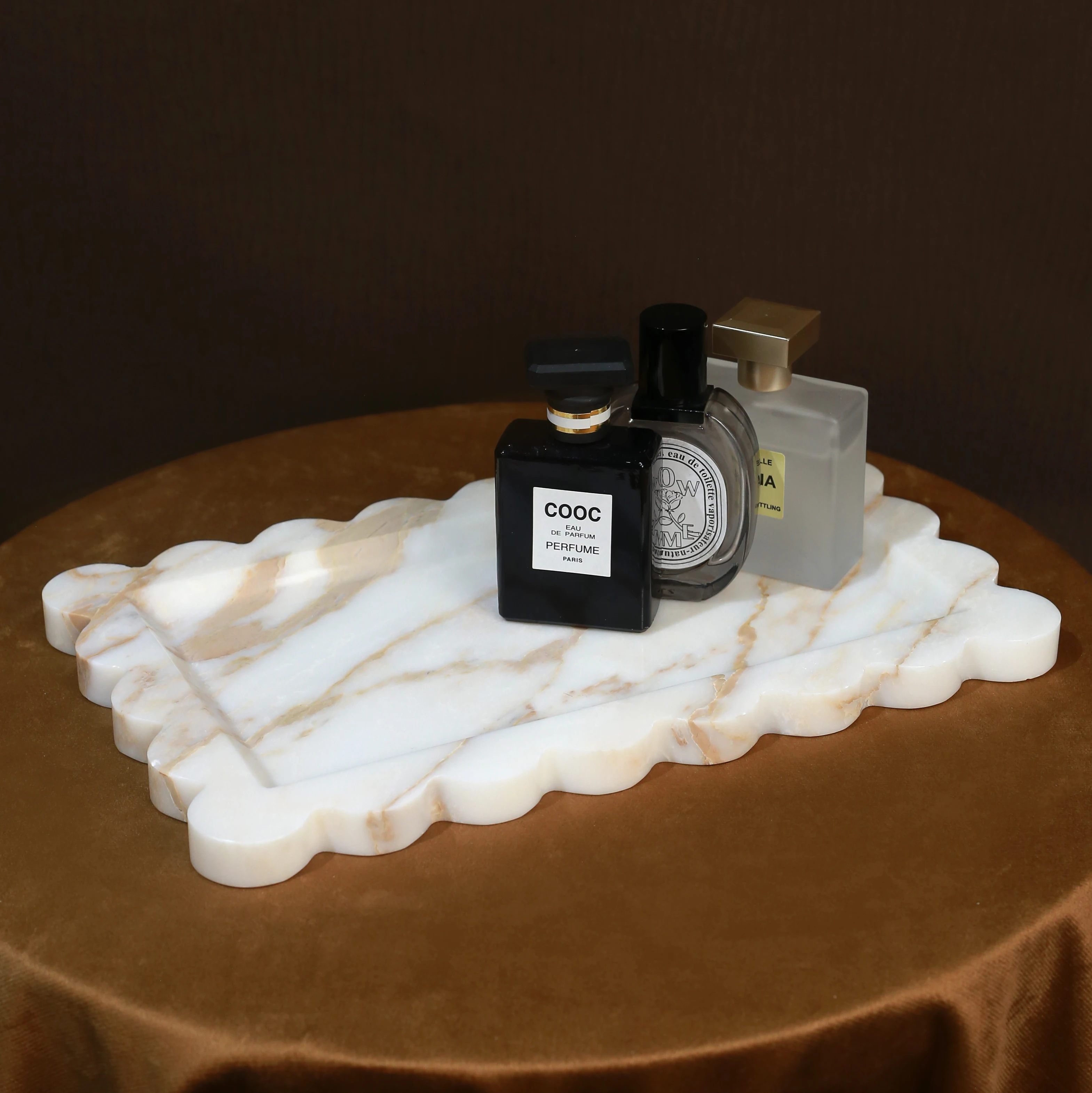 Minimalist Design Luxury Natural Calacatta Gold Marble Serving Tray for Hotel Apartment Home Decor Wedding Use Jewelry Display