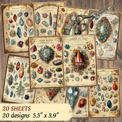 20 Sheets Mysterious Retro Crystal with Various Styles of A6 Material Paper DIY Stationery Decoration Suitable for Scrapbooks