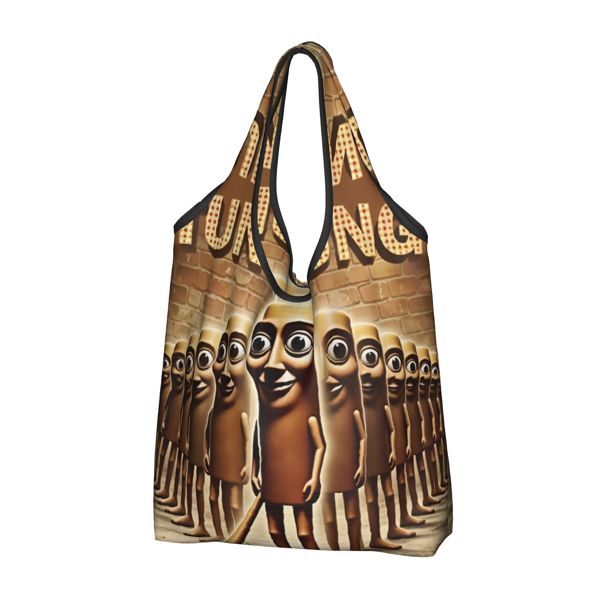 Bolso de compras portátil con estampado divertido de Brainrot Italiano TUNG TUNG TUNG SAHUR FUNK, bolso de hombro con meme divertido