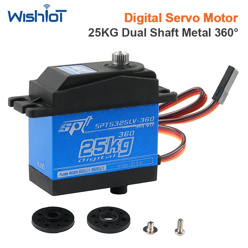 SPT5325LV 25KG Digital Servo 360 Degree Continuous Rotation Metal Gear Double Axis Servos 4.8-6V for RC Robot DIY Model Parts