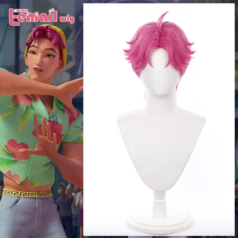 

Парик L-email Синтетические волосы Kpop Saja Boys Эбби Косплей Парик 25 см Короткие розовые мужские парики Термостойкие парики