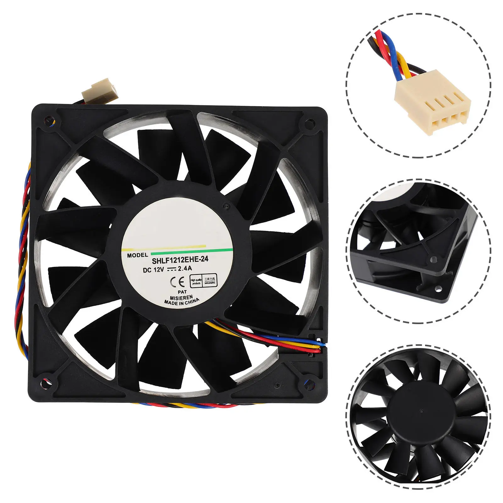 

4-Wire 12V 2.4a 11-Blade Professional Cooling Fan for Computer Heat Dissipation High-Durability Injection Molded Chassis Air