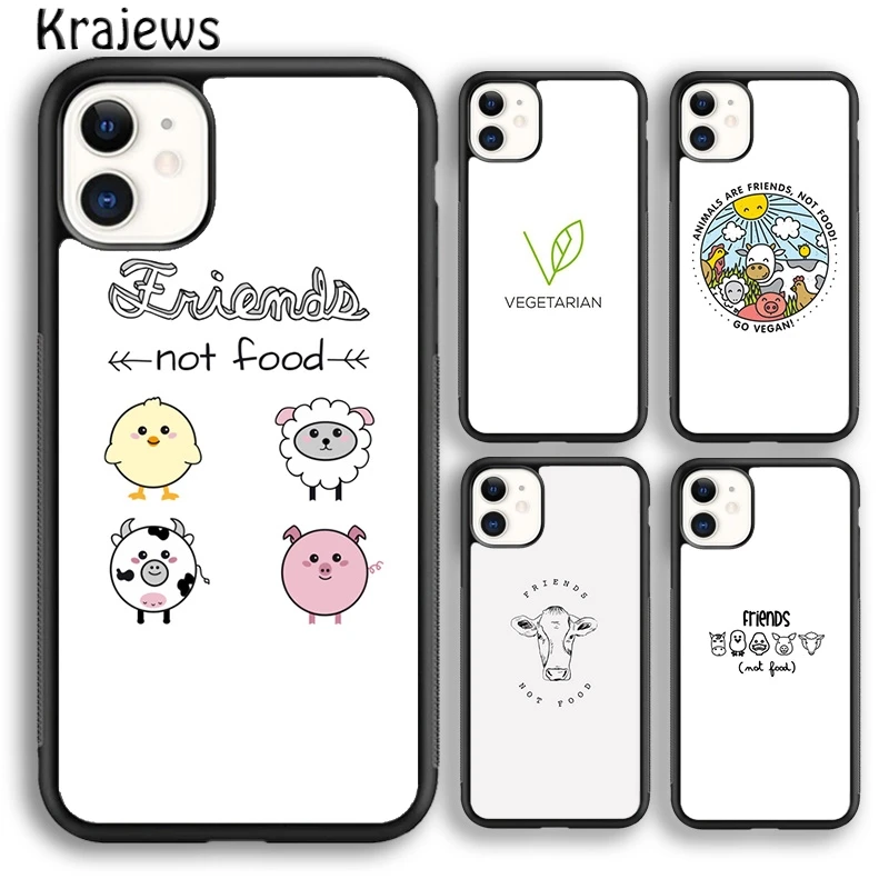 

Krajews Vegan Friends Not Food Мягкий чехол для телефона для iPhone 17 Air 16 15 14 plus 11 12 13 pro max coque Fundas