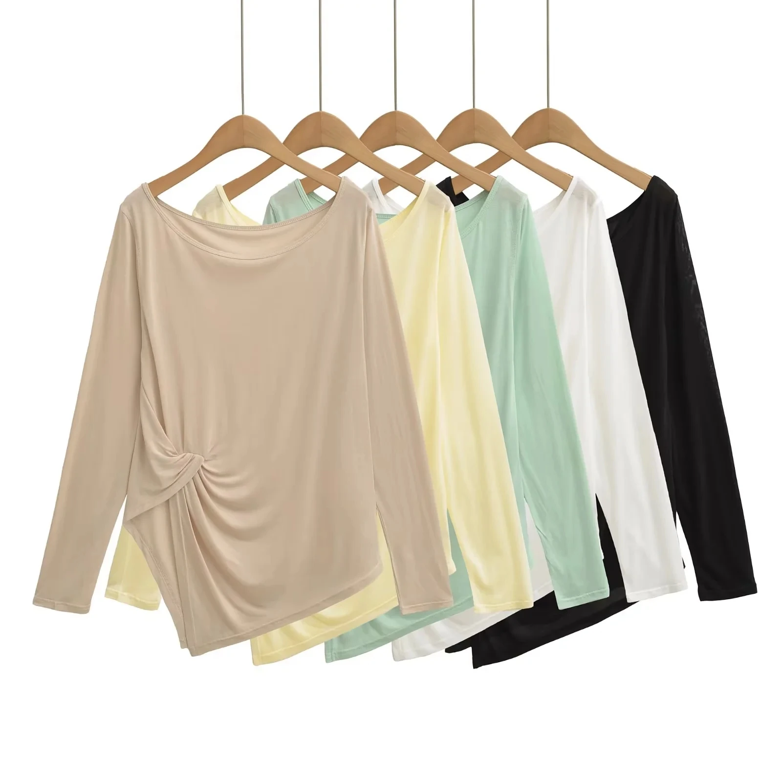 

Sexy Long Sve T-irt for Women Knot Design Slimming Cover up Top Casual Loose Fit Yoga Wear Breathable Thin Material