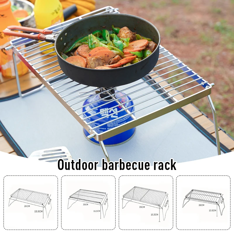 Stainless Steel Grill Stove Stand Rack Table Desk Portable Foldable Holder Cooking Picnic for Travel Hiking Accessories