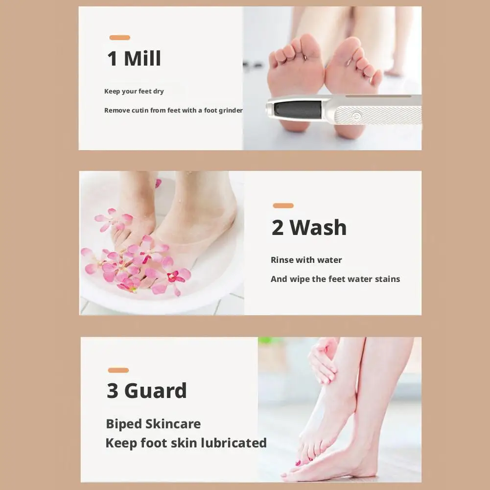 Portable Exfoliating Electric Foot Grinder USB Charging Waterproof Adjustable Foot File Callus Remover Heel Care Pedicure Tool