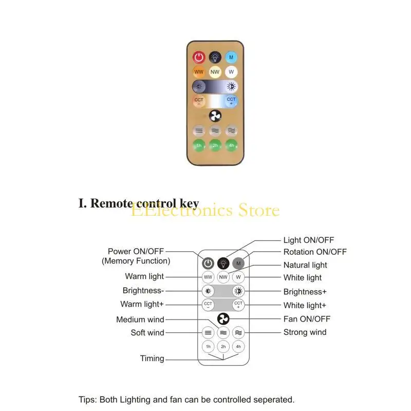 B03C E27 Ceiling Fan with Light Wireless IR Remote Control Replacement for Home light