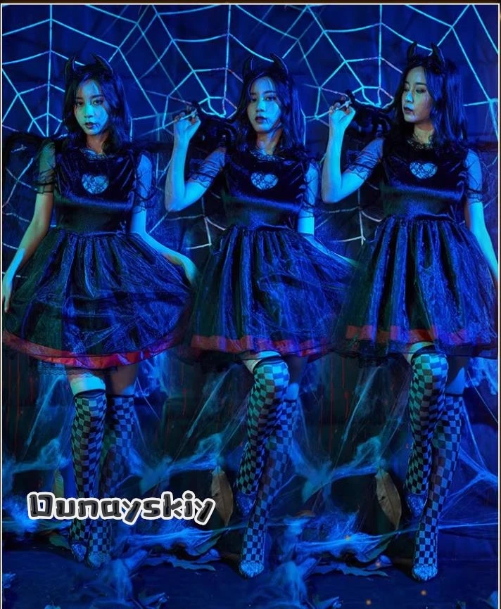 Halloween Karneval Party Retro Palast Böser Vampir Verkleidung Cosplay Kostüm Klassischer Dämon Rollenspiel Damen Kleid Halloween Anzug