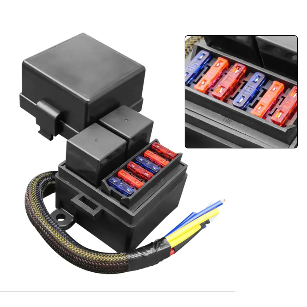 Caixa de relé de fusível pré-cabeado 280a slots de relé 6 suportes de fusíveis para carros navios 12-24v kit completo de proteção contra respingos