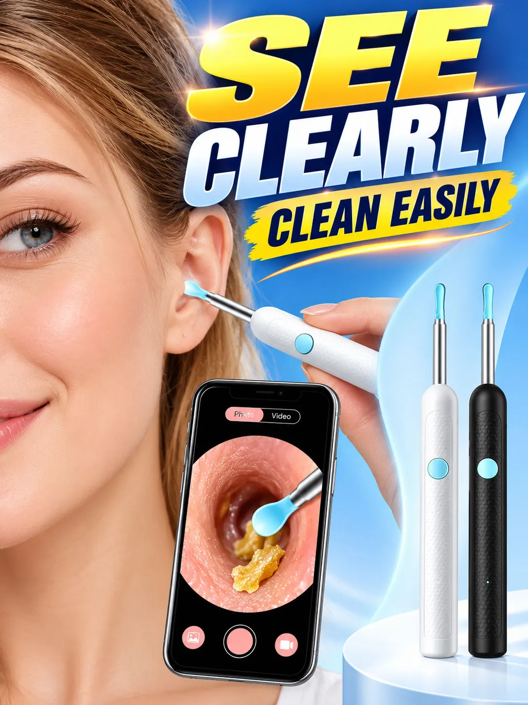 Visual Ear Cleaner with Camera Wireless HD Ear Spoon Rechargeable Ear Cleaning Tool for Home Daily Care