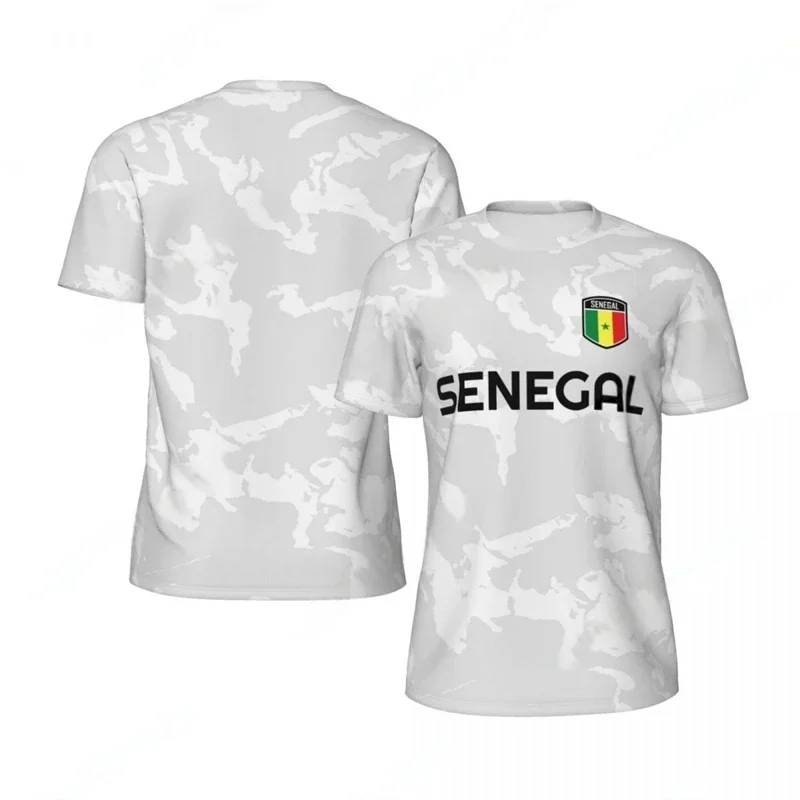 T-shirt da calcio grafiche con bandiera del Senegal alla moda per uomo T-shirt sportive stampate con emblema nazionale T-shirt