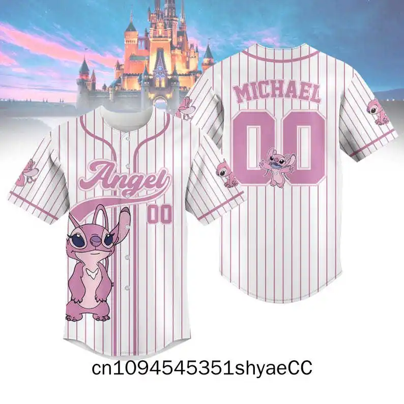 Disney Stitch Summer Baseball Jersey, Funny Stitch Tropical Hawaiian Shirt, Cartoon Beach Jersey For Kids, Stitch Aloha T-Shirt
