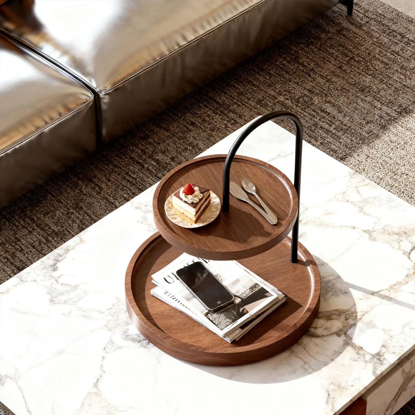 

Декоративный поднос в стиле фермерского дома, деревянный двухъярусный поднос в деревенском стиле для ванной, кухни, Хэллоуина