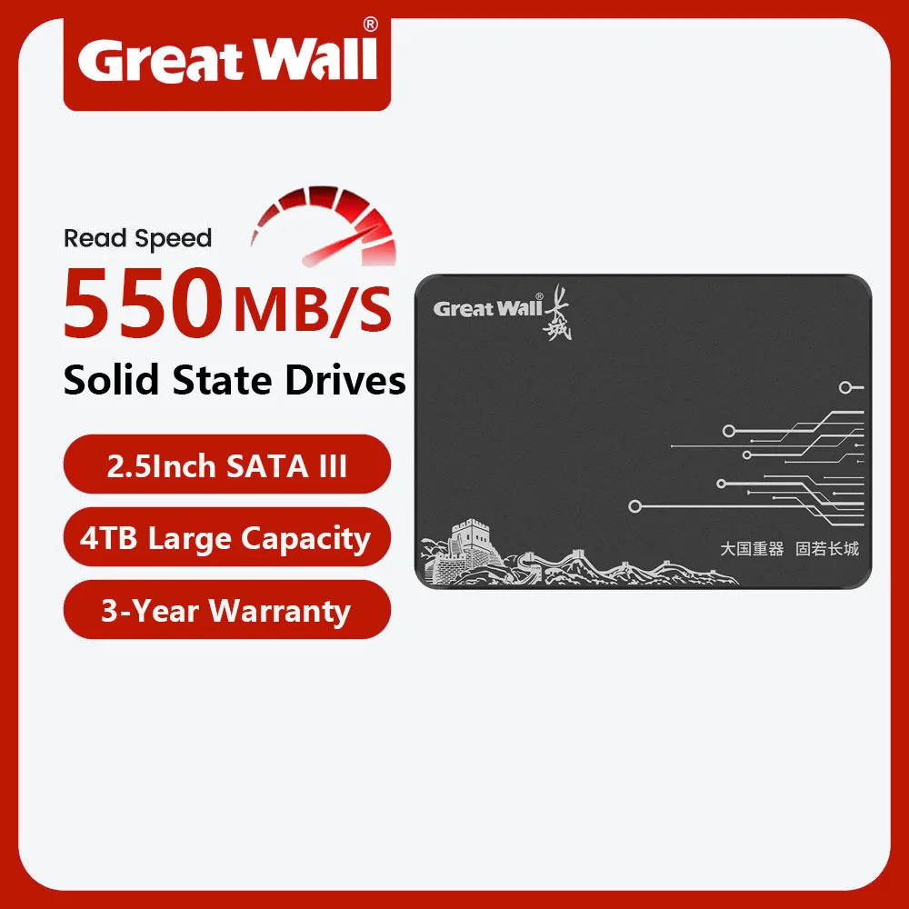 Great Wall 2,5 pulgadas SATA3 SSD Drive HDD disco duro interno de estado sólido 256GB 512GB 1TB 2TB 4TB para ordenador portátil