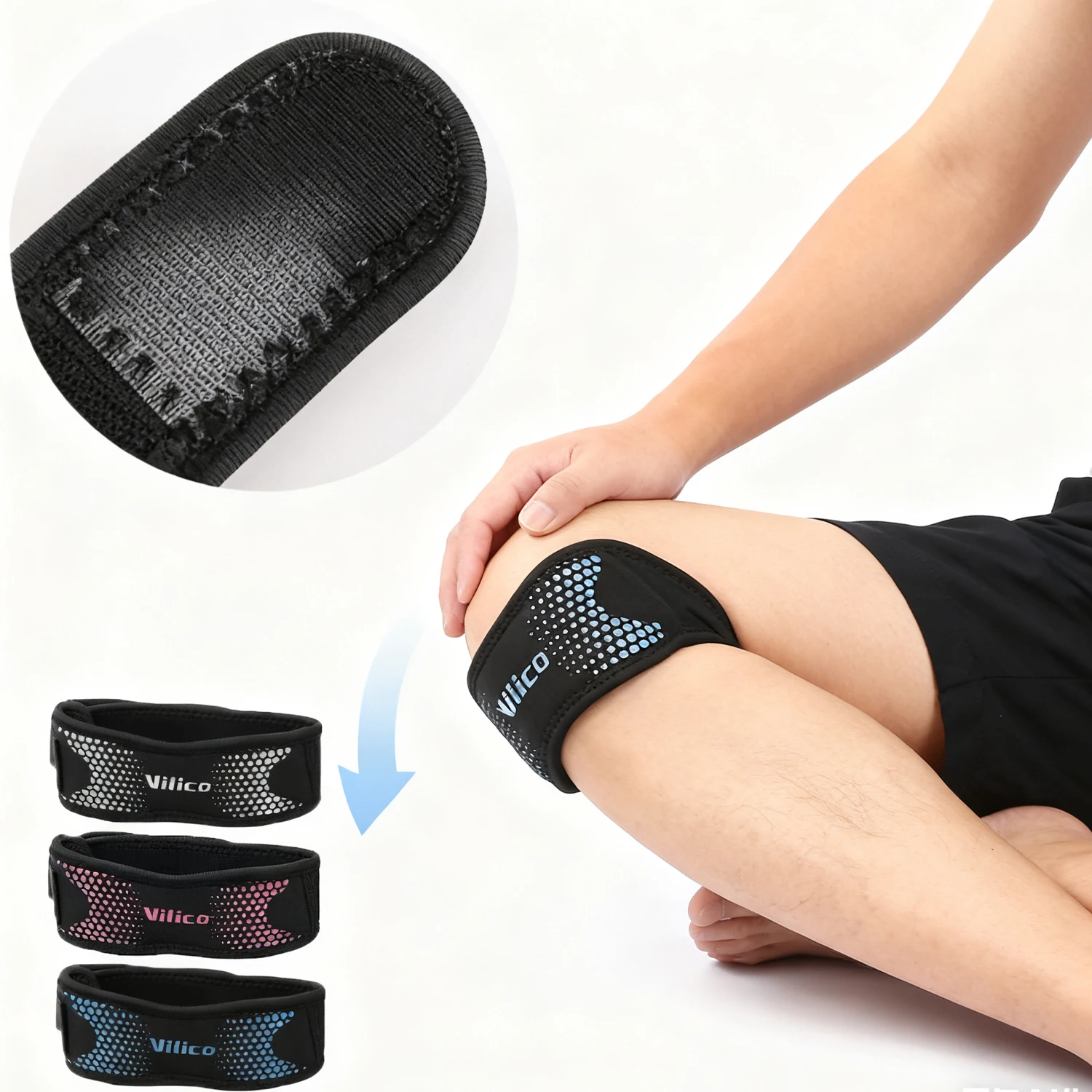 Patella Knee Strap Adjustable Knee Brace Patellar Tendon Stabilizer Support Band for Soccer Basketball Running Jumper Gym Squat