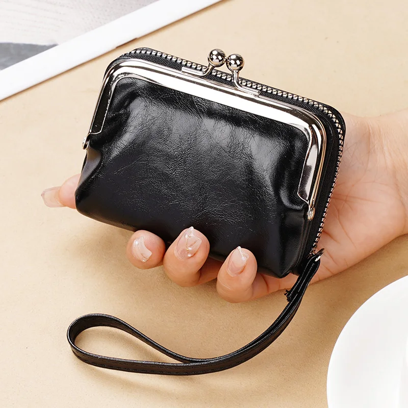 Lonny New Change Card Holder Cross-Border Supply Women Buckle Coin Purse 4-Inch Zip-up Clip Clutch