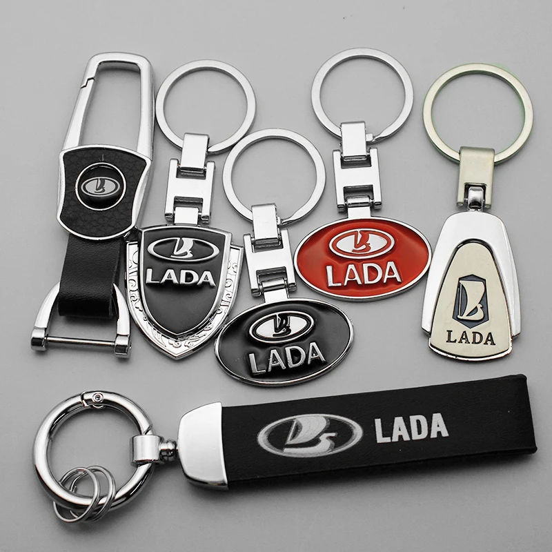 3D Metal Leather Car Styling Emblem Keychain Rings Auto Accessories For Lada Priora Niva Samara Kalina VESTA Granta Largus 2105