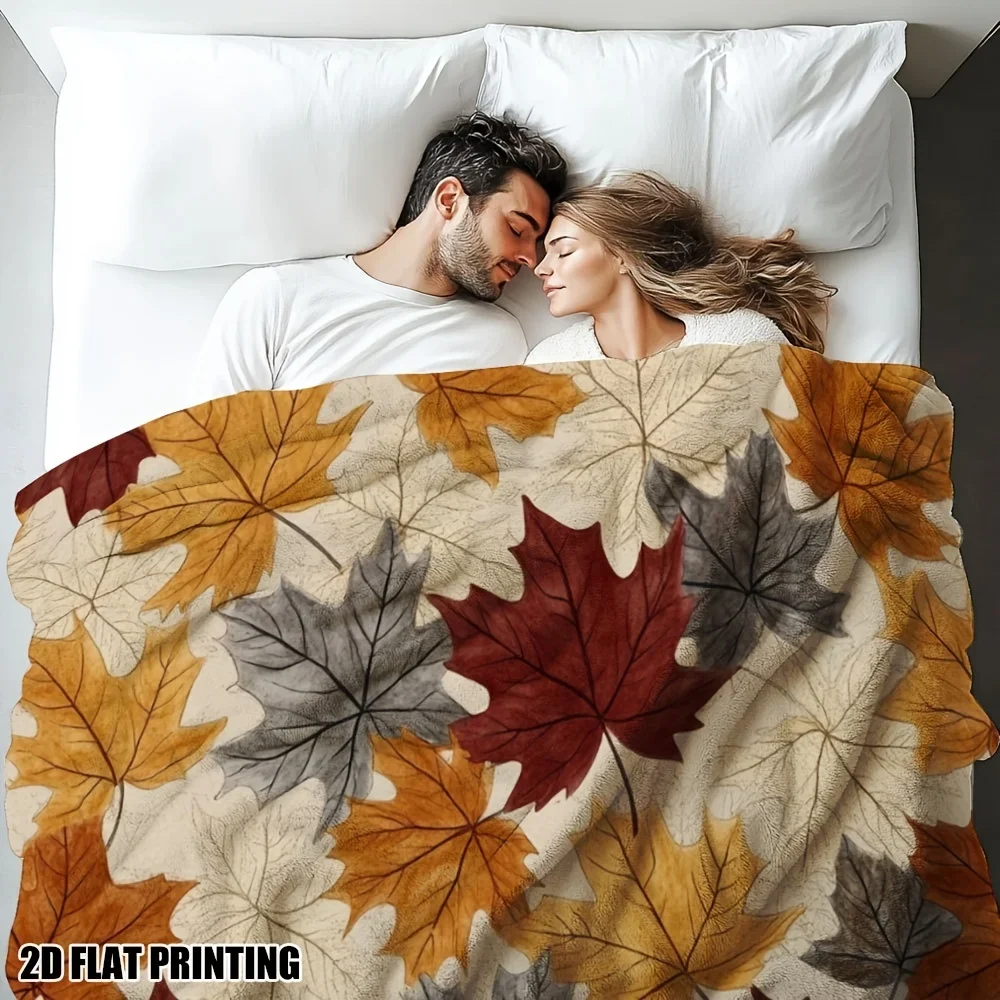 

Ультрамягкое фланелевое одеяло с принтом кленового листа, красное, оранжевое, желтое, коричневое, бежевое, современное покрывало для уютного комфорта